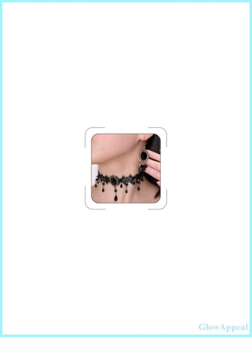 Goth Black Lace Choker Earrings Set Witch Vampire Halloween Jewelry